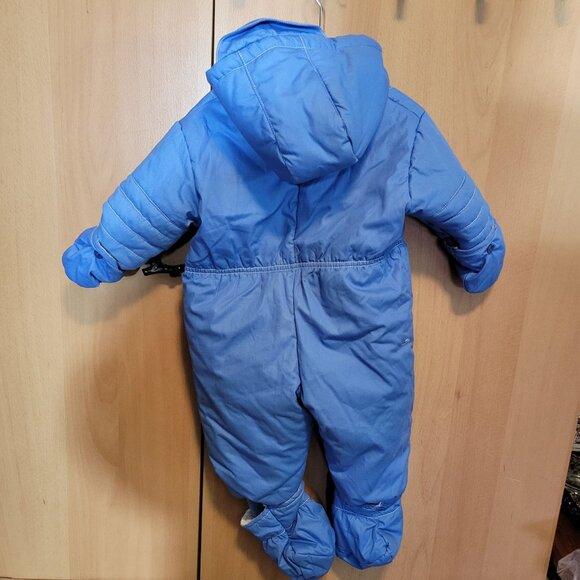 Vintage Pierre Cardin Baby Snowsuit Blue Size 18 Nylon Polyester Cotton Blend Wi - Picture 3 of 7